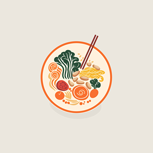 combination mark logo, abstract, text is “AiZ”, a bowl of ramen with meat and vegetables, looks delicious, geometric type for modern logo, vivid, vector, simple, flat, plain,smooth, low detail, minimal, white background