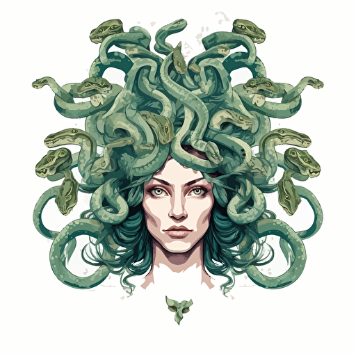 Medusa with 6 snakes on her head, vector image
