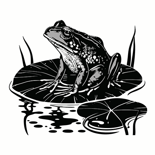 iconic logo of a frog sitting on a Lilly pad, black vector, on white background