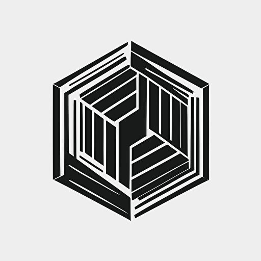 a geometric logo, vector style, simple, black and white