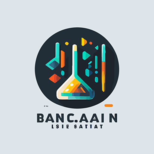 Logo design that incorporates art tools and a laboratory Vector, 2d, minimalistic