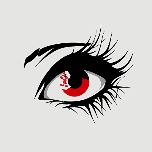 logo ,eye,deformation, vector ,simple ,flat ,low detail, smooth ,plain ,minimal ,straight design,white background,Kasiwa sato style