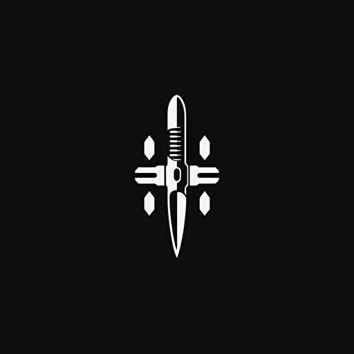 minimalist logo for a swiss army knife, black and white vector