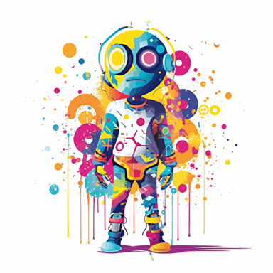 Design a unique and innovative mascot that embodies the spirit of the "Synthetic Synergy: Unleashing Collective Creativity" theme. The mascot should symbolize the harmonious fusion of human and technology-powered unification in the world of art, fashion, music, and design without directly mentioning AI, while being relevant to ComplexCon and its audience. Ensure the mascot does not infringe on or resemble any existing contemporary artists' styles. Make the mascot easily recognizable, visually appealing, and suitable for high-quality vector illustrations.