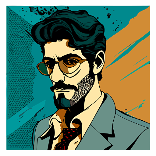iran handsome man, vector, comic, pop art