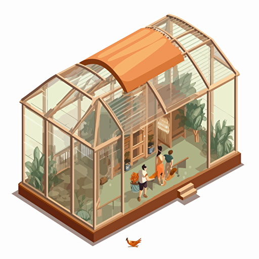 isometric cartoon vector image of a large broken aviary cage with no birds inside, transparent background
