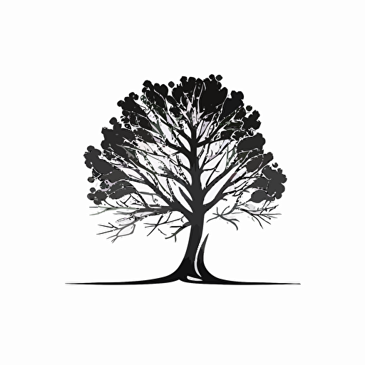 extremly simple tree vector logo, simietric, modern, minimalism, mistery, white background