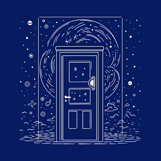 door to the universe, minimal, vector, doodle, royal blue, simple, clean