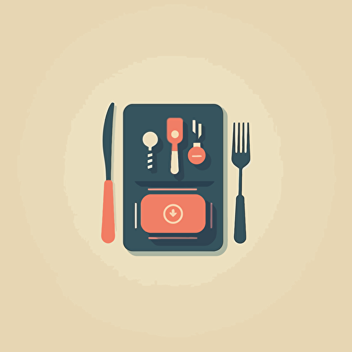 logo for restaurant menu, flat 2d, vector, minimalist, simple, warm colors, square with rounded corners, dribbble and behance inspired