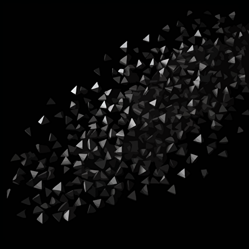 scattered triangular tablets, black background, vector illustration