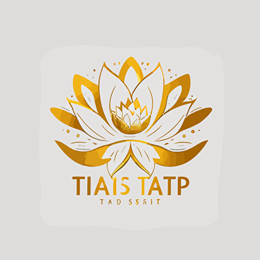 therapist vector logo white bg gold color with lotus