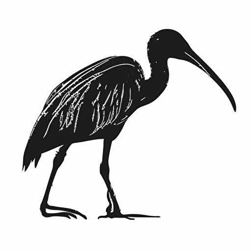 a vector outline showing the side profile of a Hadeda Ibis, single line, silouette, elevation