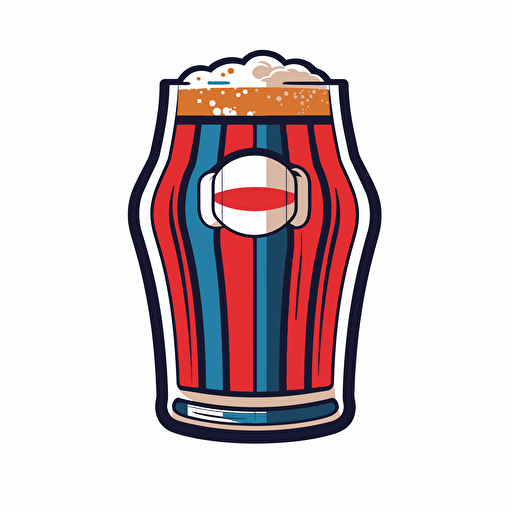 logo glass of beer, red and blue stripes, modern, white background, vector,