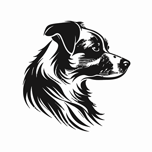 A logo of a dog in a vector style that looks simple without a background with the colors black and white