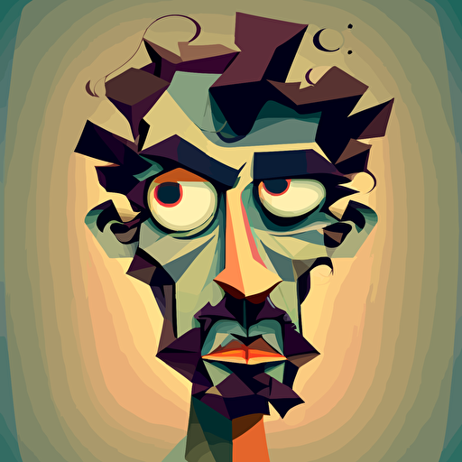 abstract face, cartoon, vector, 4:5