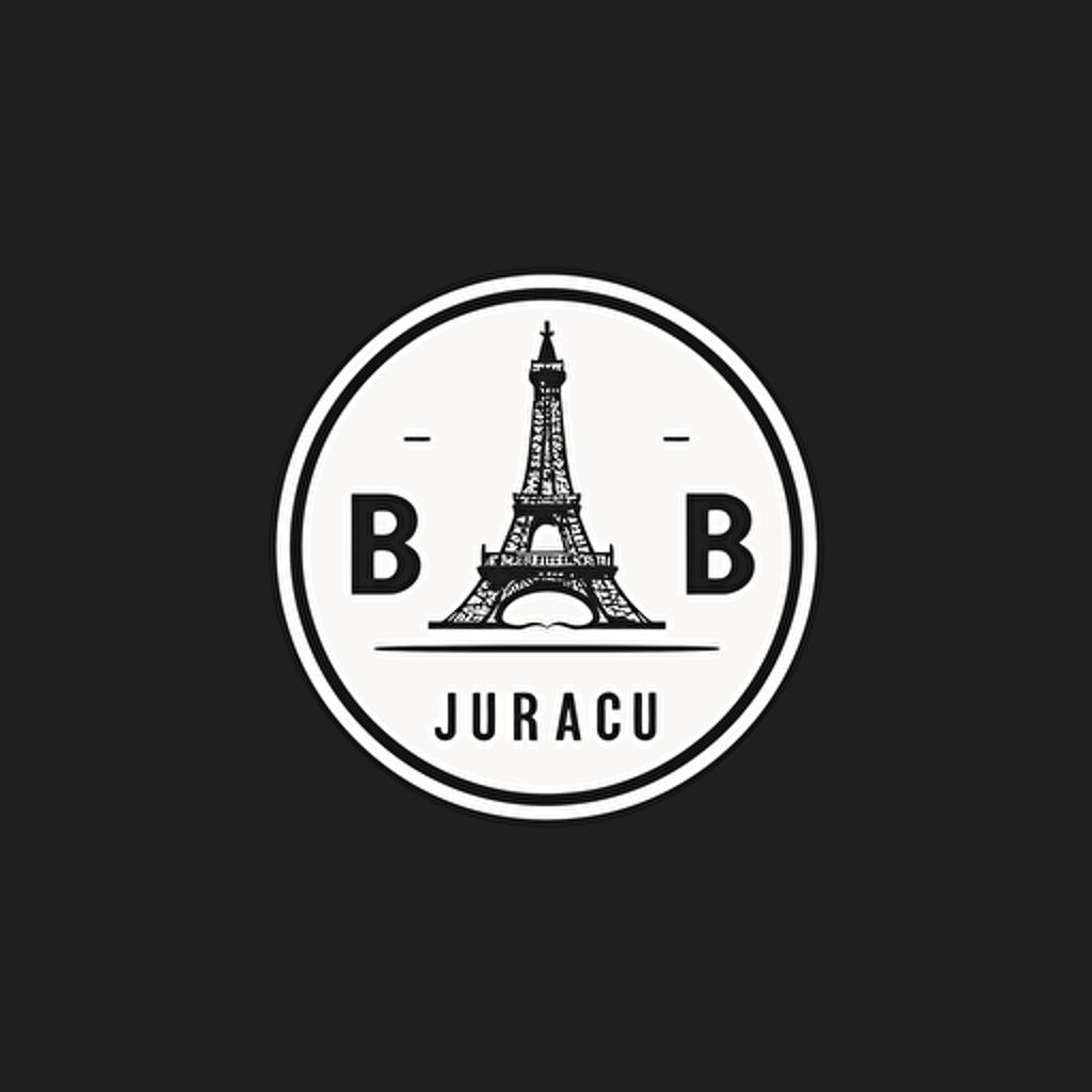 create a modern simple, minimalist logo of "UB" brand, this logo is for a cafe that sell coffee and french pastry. black and white, high resolution vector. The logo have a cup of coffee with french pastry element on it. The overall effect should be a logo that feels both modern or urban lifestyle.