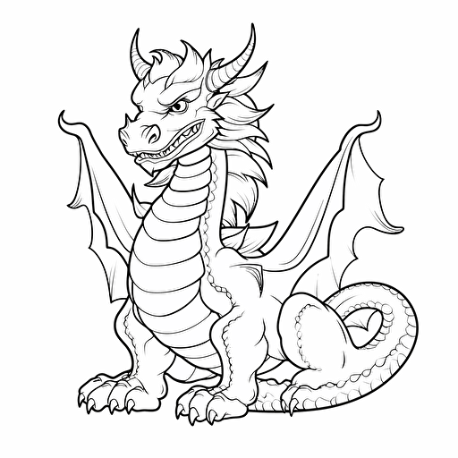 japanese dragonNo Shadow. Cartoon. Coloring page. Vector. Simple.