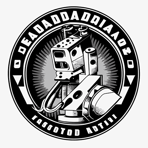 black and white vector art logo for a modern robotic tradesbot