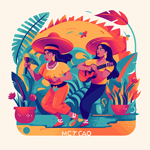 Vector illustration of Puerto Rican celebrating Cinco de Mayo, in vibrant colors