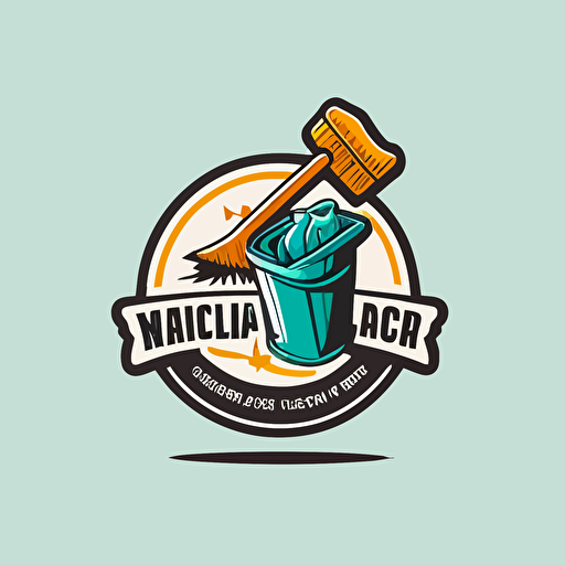 logo for a cleaning company, vector style, mop and bucket no text