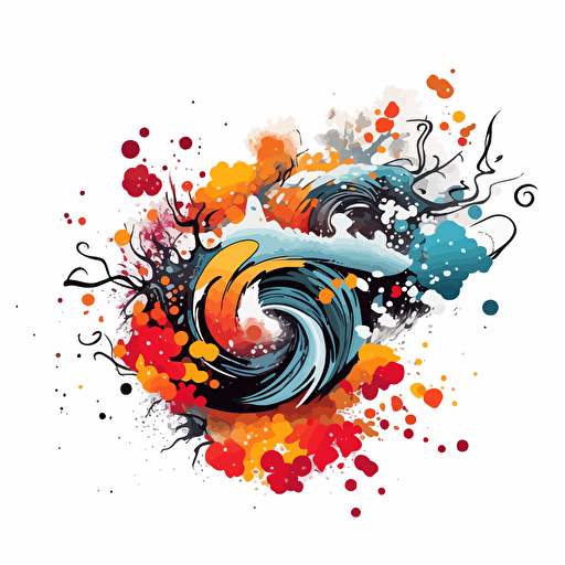 japanese colorful vector splash art , white background