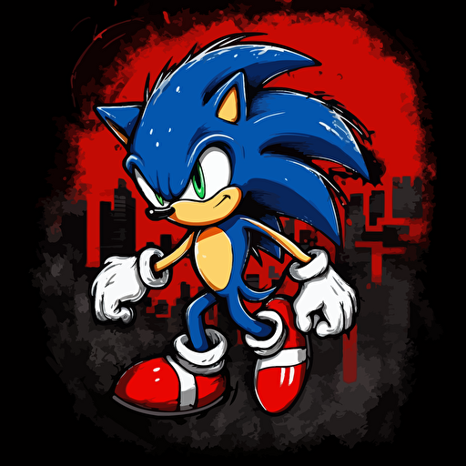 sonic the hedgehog, deklart, graffiti style, marvel comic book style, vector illustration,