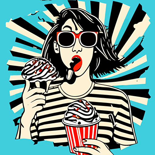 zebra girl eating ice cream vector
