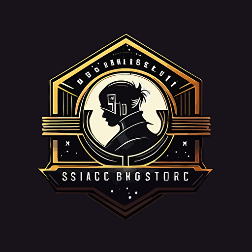 Simple and elegant bicolor vector logo for an old bookseller with sci fi elements
