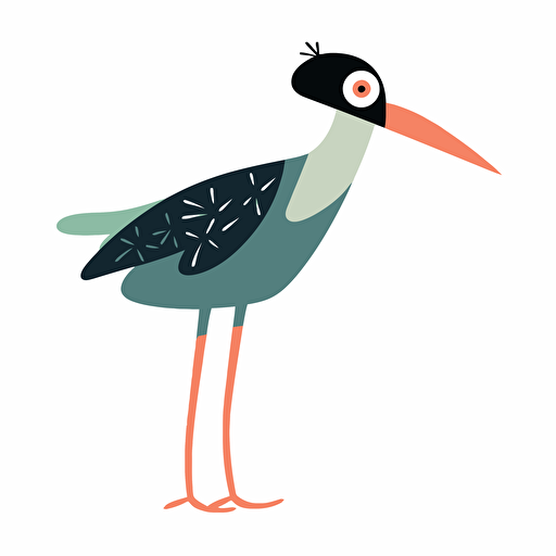 bird on thin legs, vector, for animation