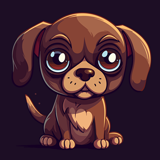big eyes cartoon dog vector | price 1 credit usd $1, in the style of subtle use of shading, rounded, flat shading, brown, asymmetric designs, 32k uhd, anime-influenced