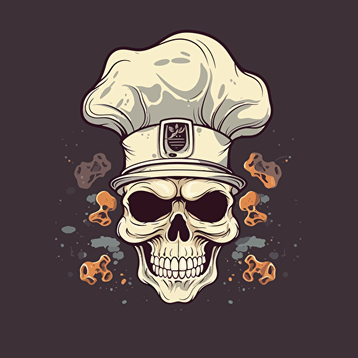 vector illustration funny scull chef with the chef hat
