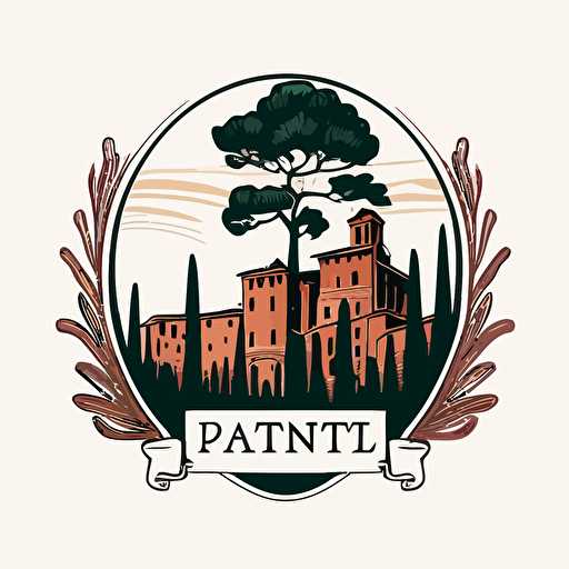 a simple logo, vector, pineto castle, outline, Italian style, modern
