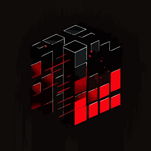 logo, minimalist, vectorized, red and black colors, print layer , delicacy, elegant, magic, cubes in a row