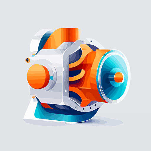 a modern futuristic minimal vector logo design from a pressure valve, orange blue with white background