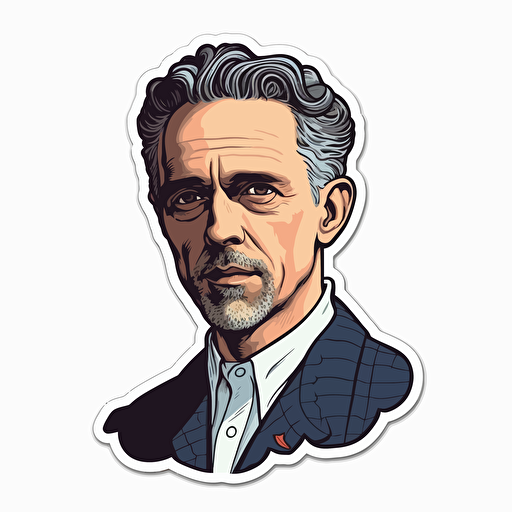 jordan b peterson, sticker, vector, white background,