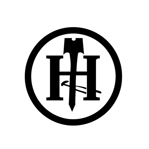 A logo for a carpenter with the black big letter "H" and a bit smaller black letter "H" in the middle, vector,
