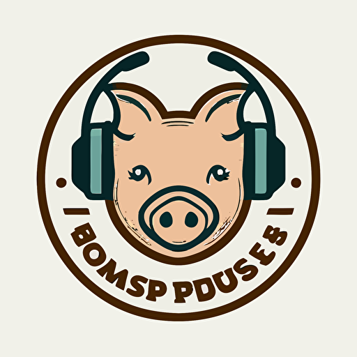 logo for a DJ group featuring a pig face wearing headphones in a flat, vectorized style. white background, The logo should be in a single color and have an informal, playful feel. The pig's face should be the focal point, with the headphones draped around its ears. The image should be easily recognizable and convey a sense of fun and energy. Use a clean, simple design to make the logo versatile for a variety of applications