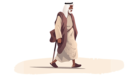 Qatari Man wearing traditional clothing and walking muted colors. vector illustration 2D