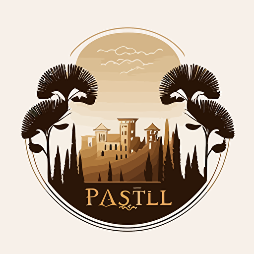 a simple logo, vector, pineto castle, outline, Italian style, modern