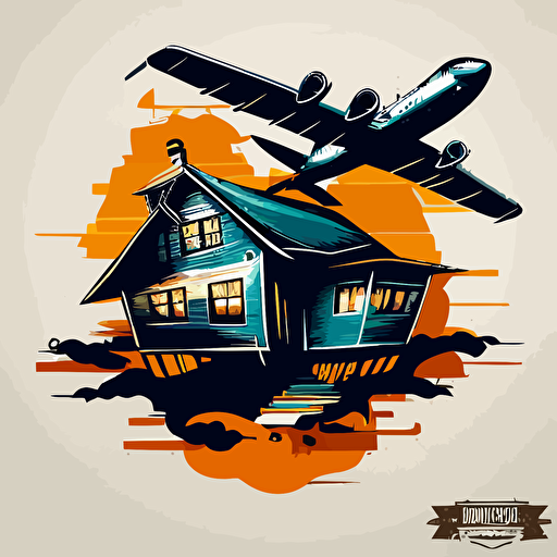 vector logo of a plane landing in a house v 5
