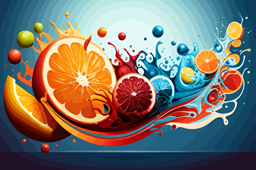 flow of bright colours, citrus, blues, reds, vector