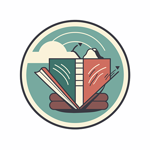 a logo that represent books, stories, vectorized