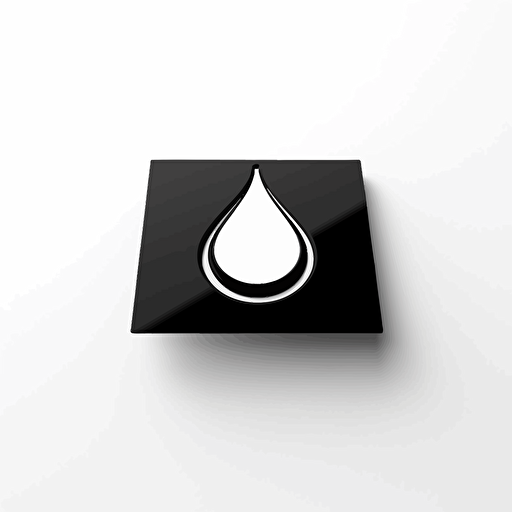 Futuristic iconic logo of a water drop falling into a black card, black vector, on white background