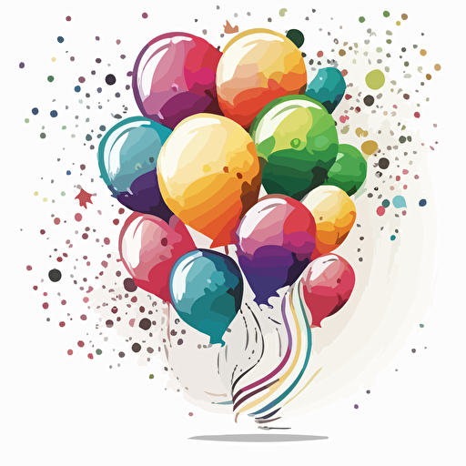 colorful birthday balloons, illustration, vector, white background
