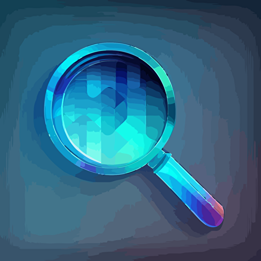 modern gradient logo of a magnifying glass, blue hues, vector