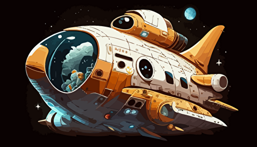 nasa spaceship,comic,anime style,no background,vector,