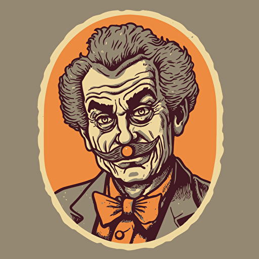 1970s clown, cartoon, vector, sticker, creepy, horror, strange