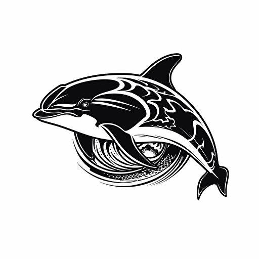 iconic logo of apex predator orca whale, vector, black logo on white background