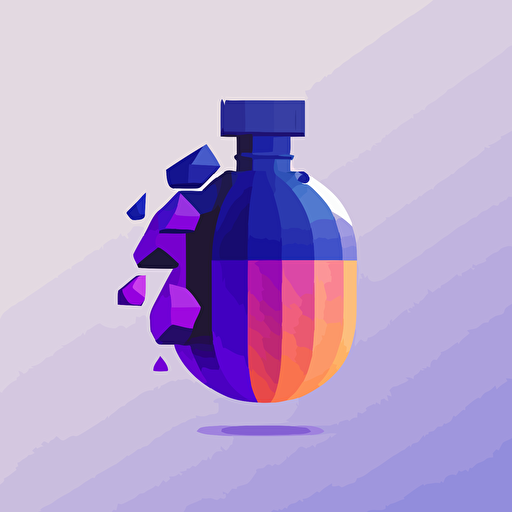 flat vector logo of grenade, blue purple orange gradient, simple minimal, by Ivan Chermayeff