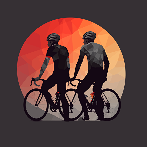 side view of two cyclists. vector illustration. minimal.